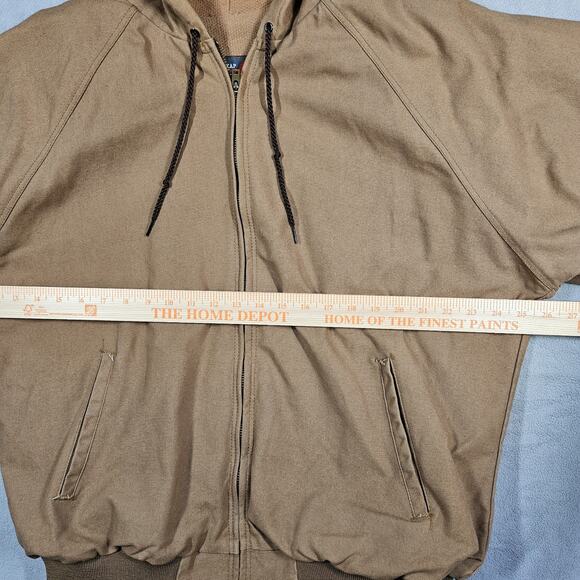 Vintage Red Kap Canvas Jacket Mens Large Hooded Full Zip Workwear Brown Tan Duck - Picture 12 of 13